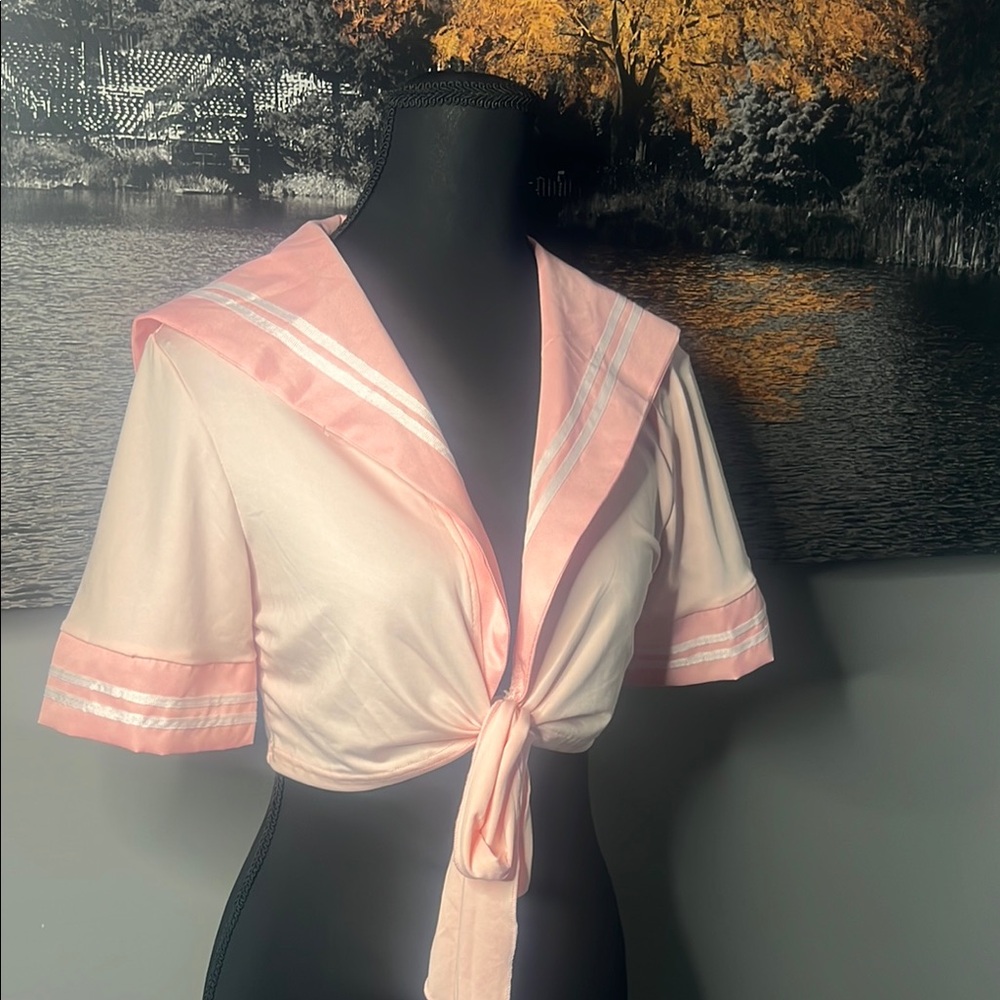 Private Label Pink Sailor Crop Top